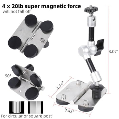 Magnetic Phone Fence Post Mount + Fence Clip Kit for Gamechanger for Mevo Start, GoPro, iPhone, DJI Osmo Pocket 3 and Action Cameras, for Recording Baseball,Softball and Tennis Games
