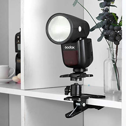 Multi-Function Tripod Clip Clamp Flash Holder Mount with 360 Swivel Photography Ball-Head for SLR, DSLR, Video Cameras, Studio Backdrop
