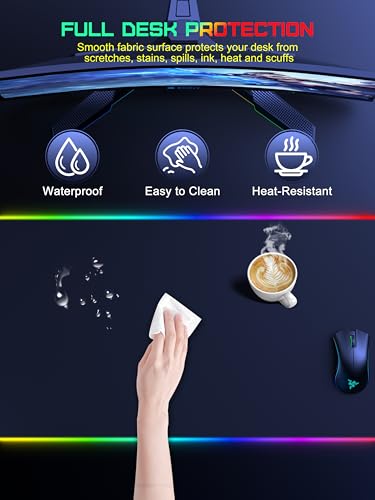 TopMade Wireless Charging Mouse Pad, RGB Gaming Mousepad, 35.4" x 15.8" Extra Large Waterproof Keyboard Desk Pad, Cool Computer Desk Mat, Black (Includes 20W PD Power Adapter & 6.56ft Woven Cable) - color: RGB-Black-35.4"x15.8"-with Adapter