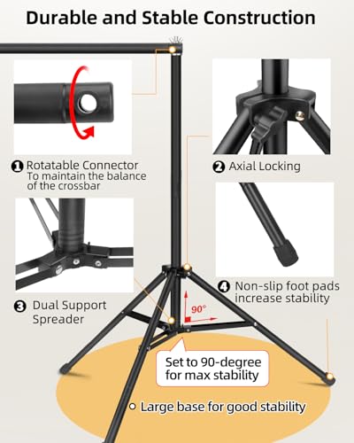 Hemmotop Photo Backdrop Stand, 10x7ft (WxH) Photography Background Stand for Photoshoot, Wedding, Birthday, Baby Shower Parties, Projector Screen, Decoration, Balloons - size: 10x7ft