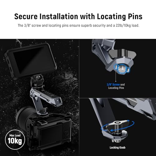 NEEWER All Metal Stylish Camera Top Handle with 3/8" Screw and Locating Pins, 1/4" &3/8" Threads, Cold Shoes, Anti Off Lock, Compatible with SmallRig Camera Cage Video Rig Stabilizer, CA078 - style: CA078