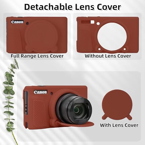 Camera Case for Canon PowerShot SX740/ SX730 Digital Camera,SX740 HS Case, Soft Silicone Protective Case Removable Lens Cover,Comes with 2 Screen Protectors and 1 Wrist Strap. (Brown) - color: Brown
