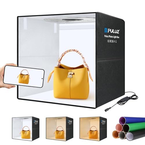 Light Box Photography 20x20in, PULUZ Portable Photo Studio Light Box with 200 LED Lights ＆12 Color backdrops Professional Photography Lighting Tent Kit for Big Product Photography Lightbox - color: 19.7x19.7x19.7in