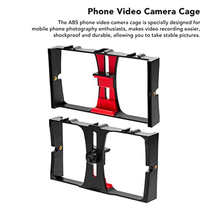 Smartphone Video Rig, Filmmaking Cage Camera Rig, Phone Video Stabilizer, Filmmaking Vlogging Case, Phone Stabilizer for Video Recording, Videomaker Film-Maker Fits for All Smartphones(Red)
