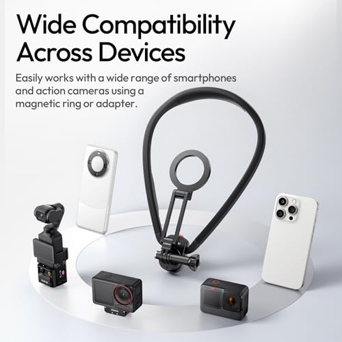 ULANZI MG14 Magnetic Neck Mount for Phone/Action Camera, Phone Neck Holder Hands Free POV/Vlog Video Recording for iPhone Samsung Sony LG Google All Smartphones and GoPro Insta360 DJI Action Cameras