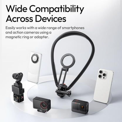 ULANZI MG14 Magnetic Neck Mount for Phone/Action Camera, Phone Neck Holder Hands Free POV/Vlog Video Recording for iPhone Samsung Sony LG Google All Smartphones and GoPro Insta360 DJI Action Cameras