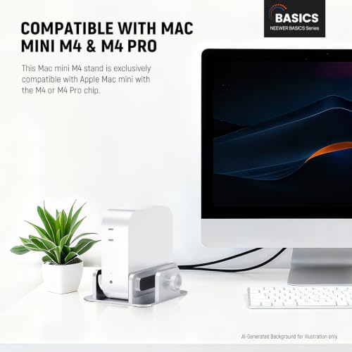 NEEWER Basics Mac mini Stand with SSD Holder, Aluminum Alloy PC Slot Upright Rack Dock Desk Mount Computer Accessories Compatible with Apple Mac mini with M4 or M4 Pro Chips, DS025 - style: DS025