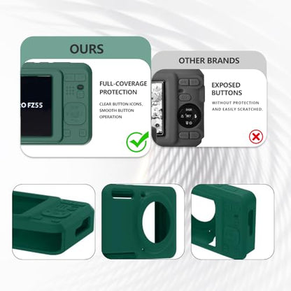 Case for Kodak PIXPRO FZ55,FZ55 accessories,Soft Silicone Protective Case,Comes with 2 Screen Protectors and 1 Wrist Strap - Dark green - color: Dark green
