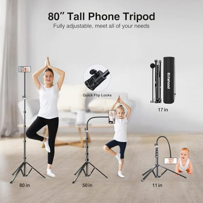 elitehood Magnetic Magsafe Phone Tripod Stand, Heavy Duty Aluminum Overhead Tripod for iPhone with 17” Flexible Gooseneck, Overhead Phone Stand for Video Recording, Filming, Painting and Crafting - style: Magnetic design