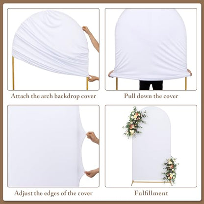 Toolterritary Metal Arch Backdrop Stand and Cover Set of 2, Sturdy 7.2FT, 6FT Party Backdrop Set, Wedding Arch Frame and Cover Set for Birthday, Baby Shower,Christmas, Anniversary - color: White, size: 7.2ft, 6ft