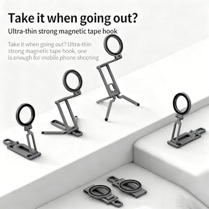 Magnetic Phone Tripod, Compatible with MagSafe, Portable Aluminum Alloy Magnetic Phone Stand with Comfort Grip for iPhone 17/16/15/14/13/12 Series, Fits Desktop, Gym, Travel & Selfie (Black & Green) - color: Black & Green