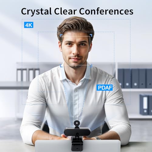 EMEET NOVA 4K Webcam for PC - Ultra 4K HD, PDAF Autofocus, Dual Omnidirectional Mics, 73° FOV, Auto Light Correction, USB-A, Privacy Cover, Ideal for High-End Business Meetings&Live Streaming - style: 4K PDAF Focus 2 Mics