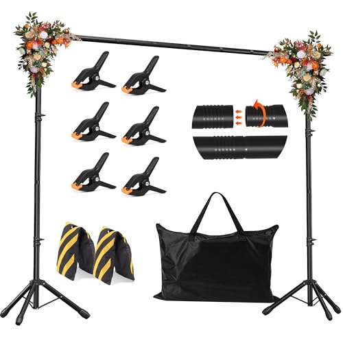 10x6.5 FT Backdrop Stand for Parties, Adjustable Photo Backdrop Stand Kit with Carrying Bag, Portable Background Stand Backdrop for Wedding, Photoshoot, and Photo Studio - color: Black, size: 10x6.5ft