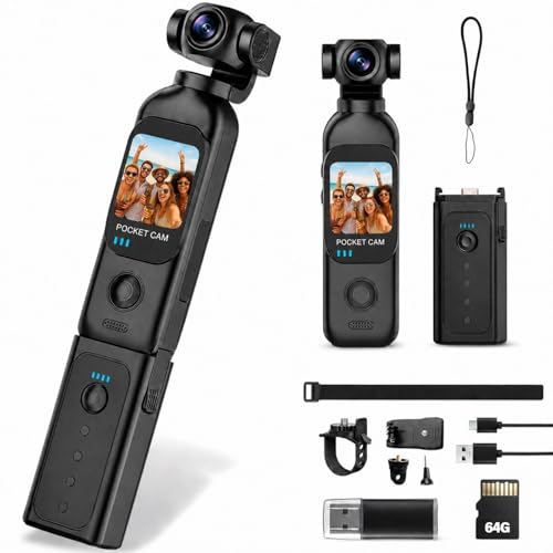 Vlogging Camera with 270° Rotating Lens, Pocket Camera with Audio & Video Recording,14-Hour Battery, Handheld POV Cameras with 64GB, Easy One-Button Recording for Travel,Daily Life - size: H9264G