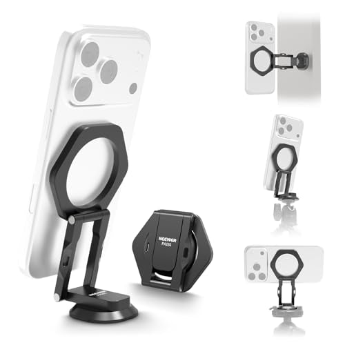 NEEWER Dual Magnetic Phone Holder Stand Tripod Mount with Arca Type Base, Aluminum Adjustable Cellphone Attachment Compatible with MagSafe iPhone Samsung Android for Video Recording, PA161 - style: PA161