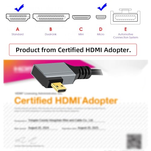 Cable Micro HDMI 2.1 Male to HDMI Male 8K 60hz Stretch Coiled Cable Left Angled 90 Degree for HDTV Camera Laptop Monitor - style: Micro HDMI Left Angled