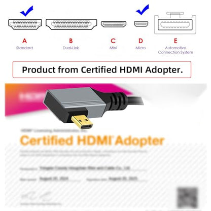 Cable Micro HDMI 2.1 Male to HDMI Male 8K 60hz Stretch Coiled Cable Left Angled 90 Degree for HDTV Camera Laptop Monitor - style: Micro HDMI Left Angled