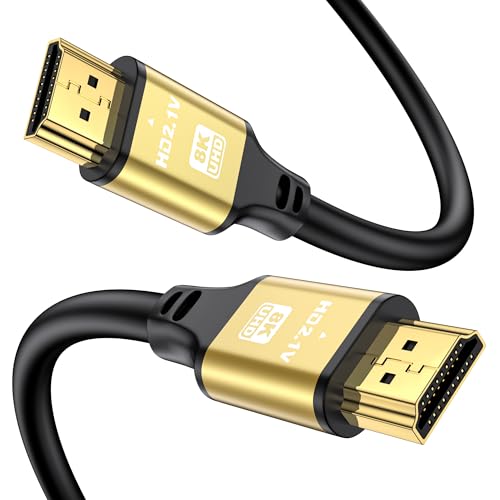 Short Hdmi Cable 6.6FT, 8K@60Hz 4K@120Hz, 48Gbps Ultra High Speed Hdmi 2.1 Cord with Gold-Plated Connectors, Aluminum Shell, for Monitor, Laptop, TV, soundbar, PS5, Xbox, Gaming Console(Gold) - size: 6.6FT