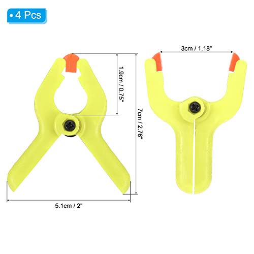PATIKIL 2 Inch Spring Clamps, 4 Pack Plastic Flexible Anti-slip Strong Backdrop Clamp Clips for Stand DIY Project Photography Studio Craft, Yellow - color: Yellow