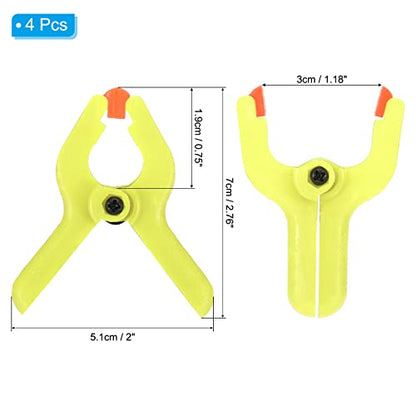 PATIKIL 2 Inch Spring Clamps, 4 Pack Plastic Flexible Anti-slip Strong Backdrop Clamp Clips for Stand DIY Project Photography Studio Craft, Yellow - color: Yellow