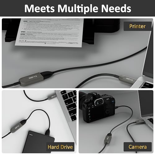 Kxable USB 3.0 Extension Cable 50 Feet, USB Active Fiber Optical Male to Female Extender Cord, High Speed 5Gbps Data Transfer, Support USB 3.0 & USB 2.0, for Webcam, USB Hub, VR, Hard Drive, Printer - size: 50 Feet (Fiber Optic)