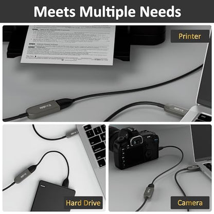 Kxable USB 3.0 Extension Cable 50 Feet, USB Active Fiber Optical Male to Female Extender Cord, High Speed 5Gbps Data Transfer, Support USB 3.0 & USB 2.0, for Webcam, USB Hub, VR, Hard Drive, Printer - size: 50 Feet (Fiber Optic)