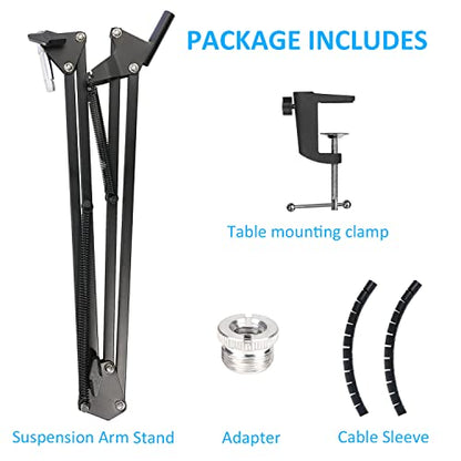 HyperX SoloCast Mic Boom Arm Stand - Professional Adjustable Scissor Microphone Boom Arm with Cable Sleeve Compatible with HyperX SoloCast Microphone by YOUSHARES - color: Boom Arm Set（C）for HyperX SoloCast
