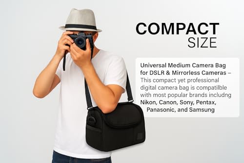 Acuvar Medium Soft Padded Camera Bag Case for DSLR and Mirrorless Cameras – Fits Nikon, Canon, Sony, Pentax, Olympus, Panasonic, Samsung & More – Shockproof Protection for Lenses & Accessories - style: B) Medium