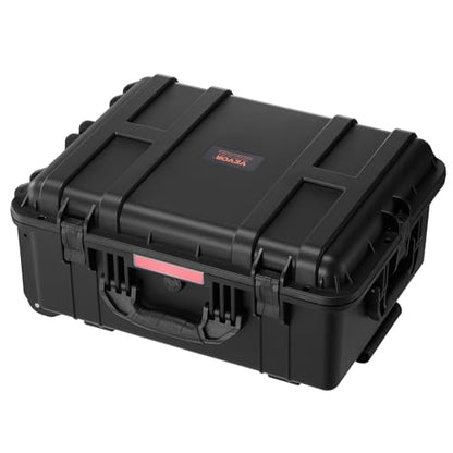 VEVOR Weatherproof Hard Case, Heavy Duty Protective Dry Box with Pre-Cut Foam, Wheels & Retractable Pull Handles for Travel, Hunt, Military, Tactical, IP67 Waterproof Case for Cameras(57x45x28) - size: 22.56*17.72*10.91in