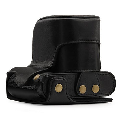 Mega Gear MG1402 Leica Q-P, Q (Typ 116) Ever Ready Genuine Leather Camera Case and Strap, with Battery Access, Black - color: Black