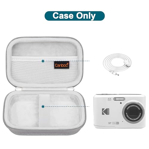 Canboc Carrying Case Compatible with KODAK PIXPRO FZ55/ FZ45/ FZ43/ FZ53 16MP Digital Camera, Video Vlogging Camera Bag, Mesh Pocket fit Cable, Grey (Case Only) - color: Regular-Grey