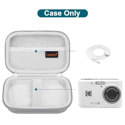 Canboc Carrying Case Compatible with KODAK PIXPRO FZ55/ FZ45/ FZ43/ FZ53 16MP Digital Camera, Video Vlogging Camera Bag, Mesh Pocket fit Cable, Grey (Case Only) - color: Regular-Grey