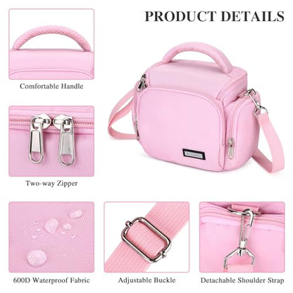 G-raphy Camera Bag Case Pink Small Photography Bags DSLR SLR MIRRORLESS BAG with Removal Straps - color: Pink