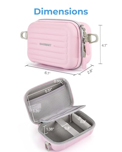 BAGSMART Digital Camera Case, Small Camera Bag with 2 Carrying Ways, Pink | Lightweight Camera Sling Bag for Canon Powershnot ELPH 180/190/Sony DSCW800/DSCW830, Waterproof & Protective - color: Baby Pink