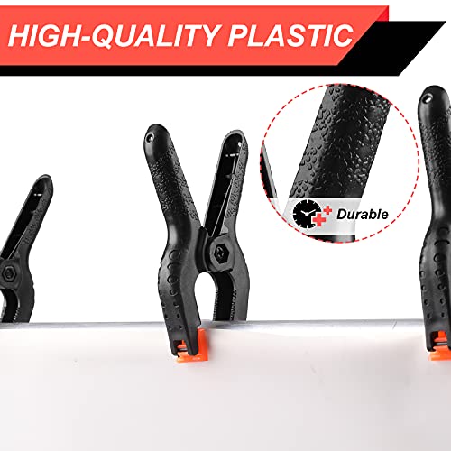 8 Pack Spring Clamps, 4.5inch Plastic Clips, Small Backdrop Clips, Clamps Heavy Duty, Spring Clips for Crafts, Backdrop Stand, Woodworking, Photography Studios (Black) - size: 8 Pack,4.5inch