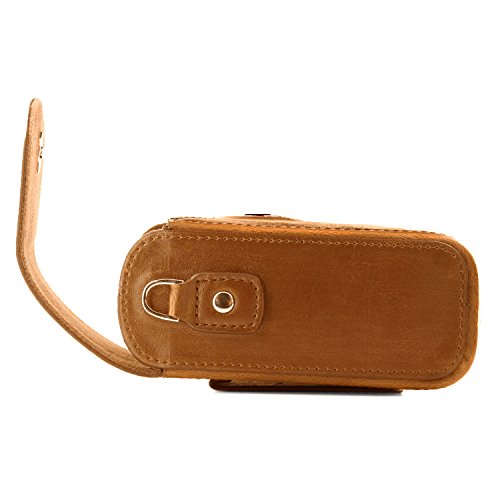 MegaGear MG768 Leather Camera Case with Strap compatible with Canon PowerShot G7 X Mark III, G7 X Mark II, G7 X - Light Brown - color: Light Brown