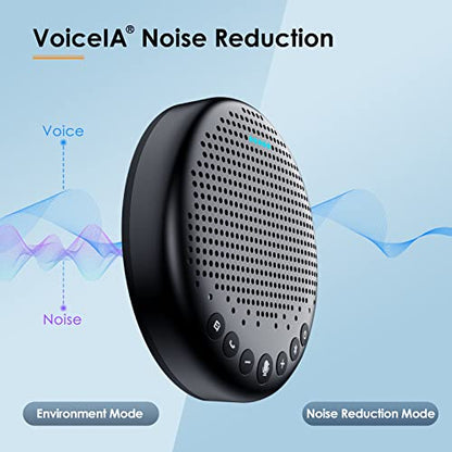 EMEET Conference Speaker and Microphone Luna 360° Voice Pickup w/Noise Reduction/Mute/Indicator USB Bluetooth Speakerphone w/Dongle for 8 People Daisy Chain for 16 Compatible with Leading Software - size: Black Luna for 8