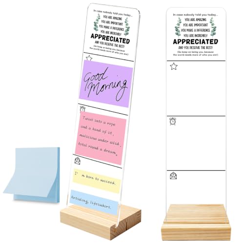 Monitor Memo Board with Removable Wooden Base Acrylic Portable Sticky Note Holder, Inspirational Quotes Appreciated Acrylic Message Board Sign, Office Desk Desk Set Sticky Notes 100 Sheets - color: Inspirational
