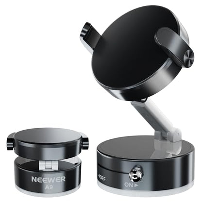 NEEWER ENTRY LEVEL VERSION Magnetic Cell Phone Holder Mount Stand Foldable with Vacuum Suction Cup for Your Car Windshield Dash Gym, 360 Rotating Compatible with MagSafe iPhone for Video Recording, A9