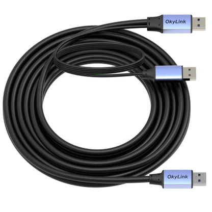 OkyLink Active USB 3.0 Data Cable A to A, Male to Male 5Gbps, 15ft | 5M, 3.2 Gen 1, Comes with power cable, for Industrial Printer and Scanner - color: USB3.0(5Gbps), size: 15ft (5m)