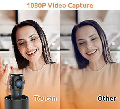 TOUCAN 360-Degree Video Conference Camera, 1080p HD Webcam with 4 Noise Reduction Mics, Speaker, AI Tracking, Works with Zoom, Google Voice, Microsoft Teams and More, for PC/Mac/Tablet - style: SC360+Webcam w/microphones