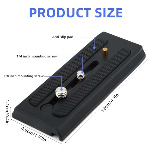lasuroa Quick Release Plate for Tripod, Universal Camera Mounting Plate with 1/4" & 3/8" Screws Compatible Quick Connect Adapter for 501PL, GM001, M002, GM006 Tripod Heads