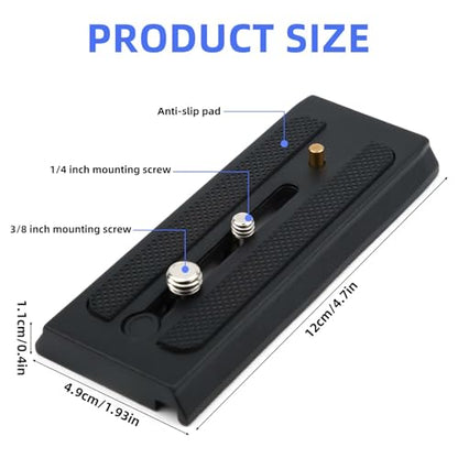 lasuroa Quick Release Plate for Tripod, Universal Camera Mounting Plate with 1/4" & 3/8" Screws Compatible Quick Connect Adapter for 501PL, GM001, M002, GM006 Tripod Heads