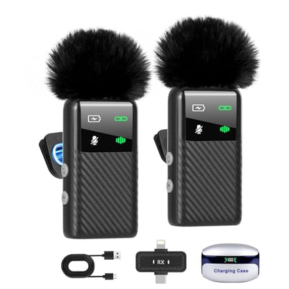 Wireless Mini Microphone for iPhone iPad Android Phone, Noise Reduction, 25H Battery Charging Case, Plug and Play Magnetic Clip on Lavalier Mics for Video Recording Podcast Vlogging