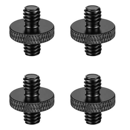4 Pack 1/4" Male to 1/4" Male Threaded Tripod Screw, Double Head Standard Mounting Threaded Adapter Converter for Camera Cage Light Stand Monopo Shoulder Rig Stud Mounting Accessories
