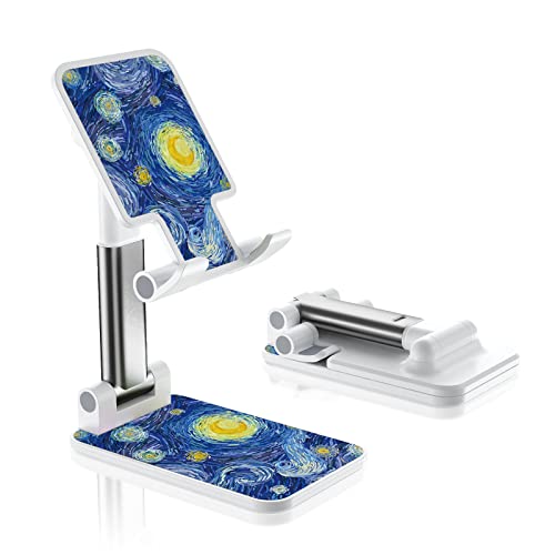 Foldable Phone Holder for Desk - Adjustable Angle Cell Phone Stand for iPhone, Samsung & Other Smartphones - color: Moon painting