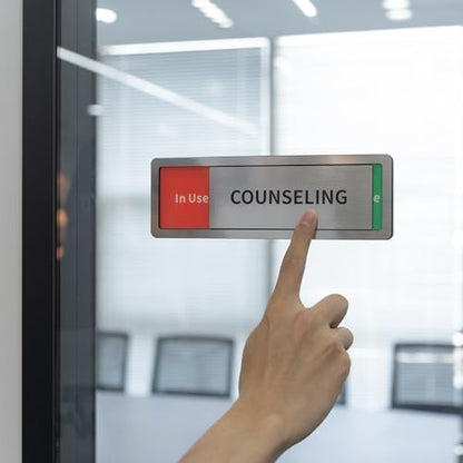 Nursing Room Door Sign with Slider, Do Not Disturb Privacy Office Sign, In Use/Available Acrylic Sliding Indicator for Business Hospital Home, Brushed Silver 8" x 2.6" - style: NURSING ROOM