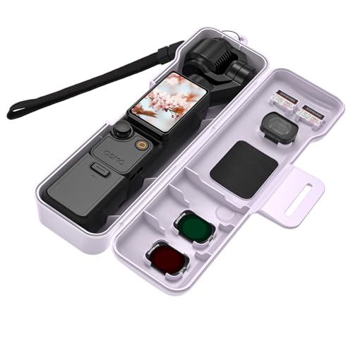 Travel Case for DJI Osmo Pocket 4 Creator Combo Accessories, Compact Hard Shell with 3 Magnetic CPL/ND Filters Storage Slots and 2 SD Card Slots, with Wrist Strap (Purple) - color: Purple