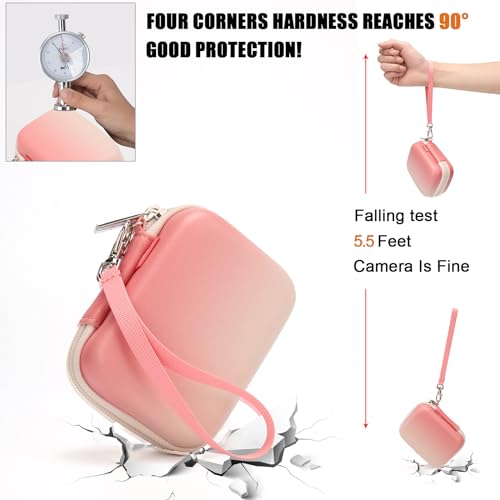 Cwatcun Digital Camera Case, Small Camera Pouch Carrying & Protective Case for AbergBest 2.7" LCD Kodak Pixpro/Canon PowerShot ELPH 180/190 / DSCW830 Travel Cameras, Waterproof Shockproof Case, Pink - color: Pink