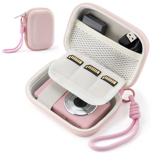 Camera Case for Digital Camera CAMKORY DC403 FHD 1080P/ KODAK PIXPRO FZ55/ FZ45, Small Travel Compact Camera Holder with Mesh Pocket for Accessories SD Card (Pink) - color: Pink